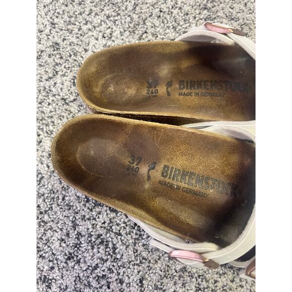 Birkenstock Yao White Strappy Sandal, Women’s 37 Leather‎ Mule Comfort Slip-On - Picture 7 of 9